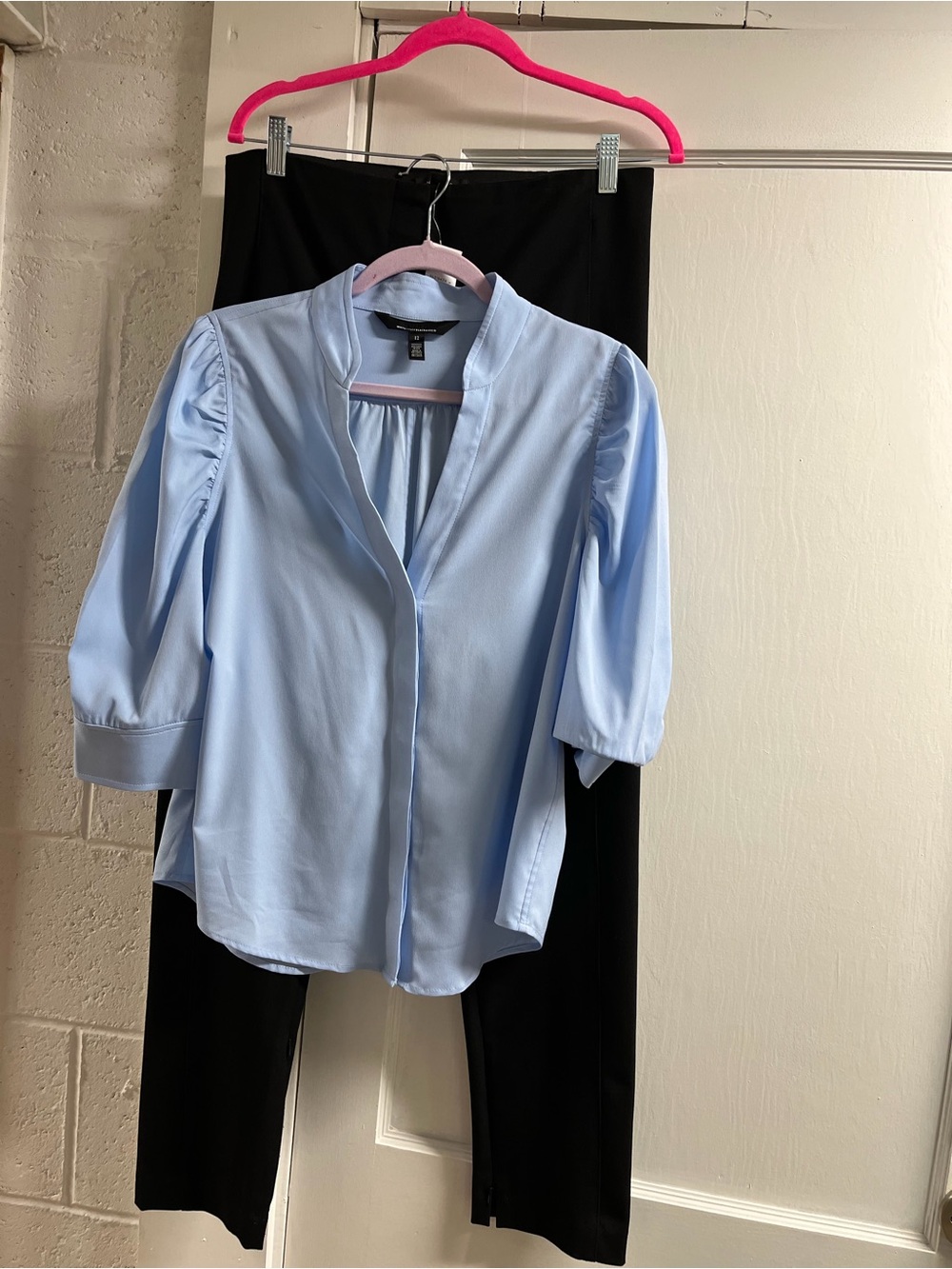 Ann Taylor pants & White House Black Market Blouse Bundle - Black & Light Blue
